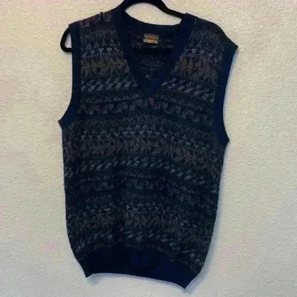Alpacalinda sweater vest sz L grandpacore alpaca holiday Christmas preppy 90s